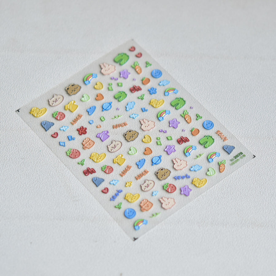 365nails: "Kawaii Doodle Cute Animal Snack" – nail art stickers