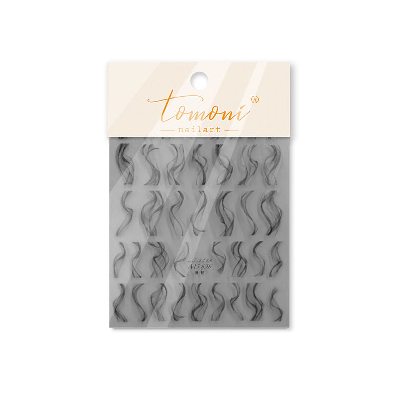 Wispy Smoke: "Black Ink Swirl" – 3D Nail Sticker