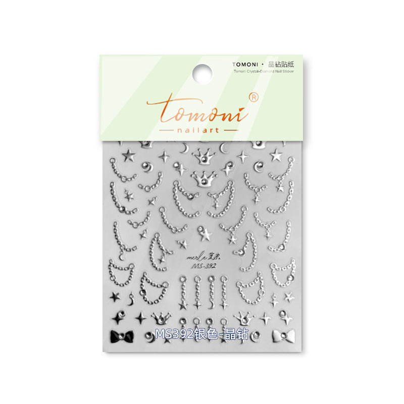 Silver Crystal Chain – Minimalist Elegant Nail Art Set