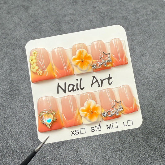 Unhas de bico de pato transparentes, escultura tridimensional francesa, sentido avançado, unhas postiças artesanais, atacado｜365nails