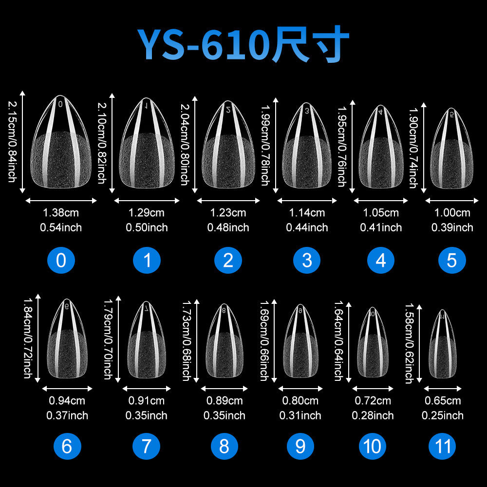 Nail Tips Nail sheet semi-matte transparent short almond nail trapezoidal free grinding full sticker seamless patch fake nail wholesale
