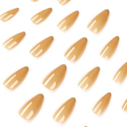 Unhas postiças Art Simple French Gold Powder Patch Unhas postiças avançadas Unhas postiças Patch para unhas removíveis 365nails