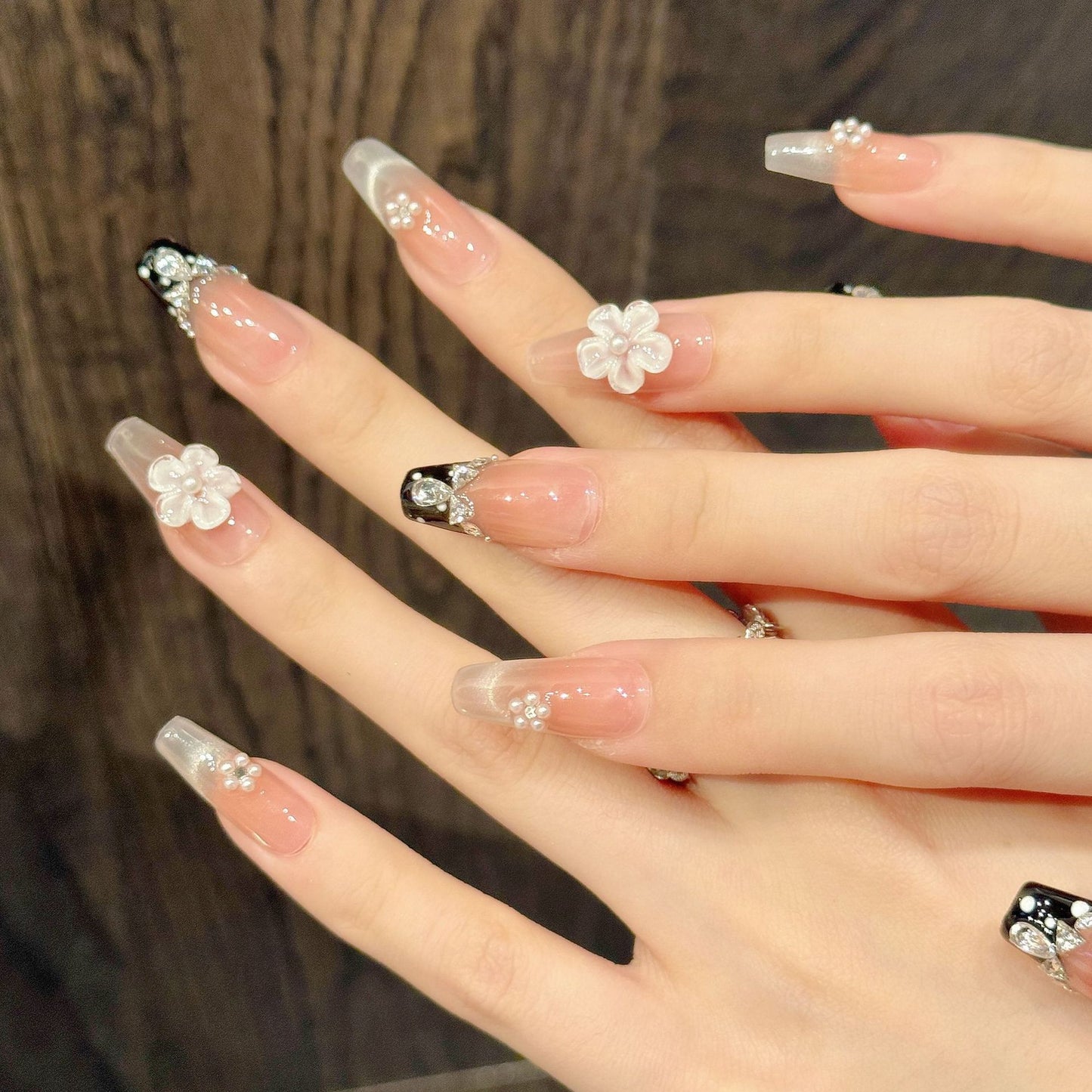 daughter zircon French polka dot cat eye bow girl handmade nails | 365nails