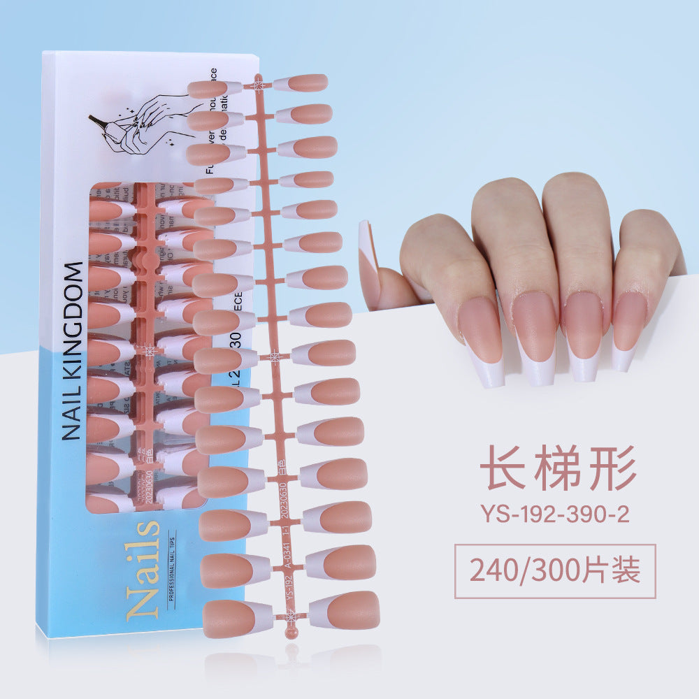 Nail Tips New  French press on nails 240 pieces boxed fake nail manicure work in progress matte full sticker French nail piece