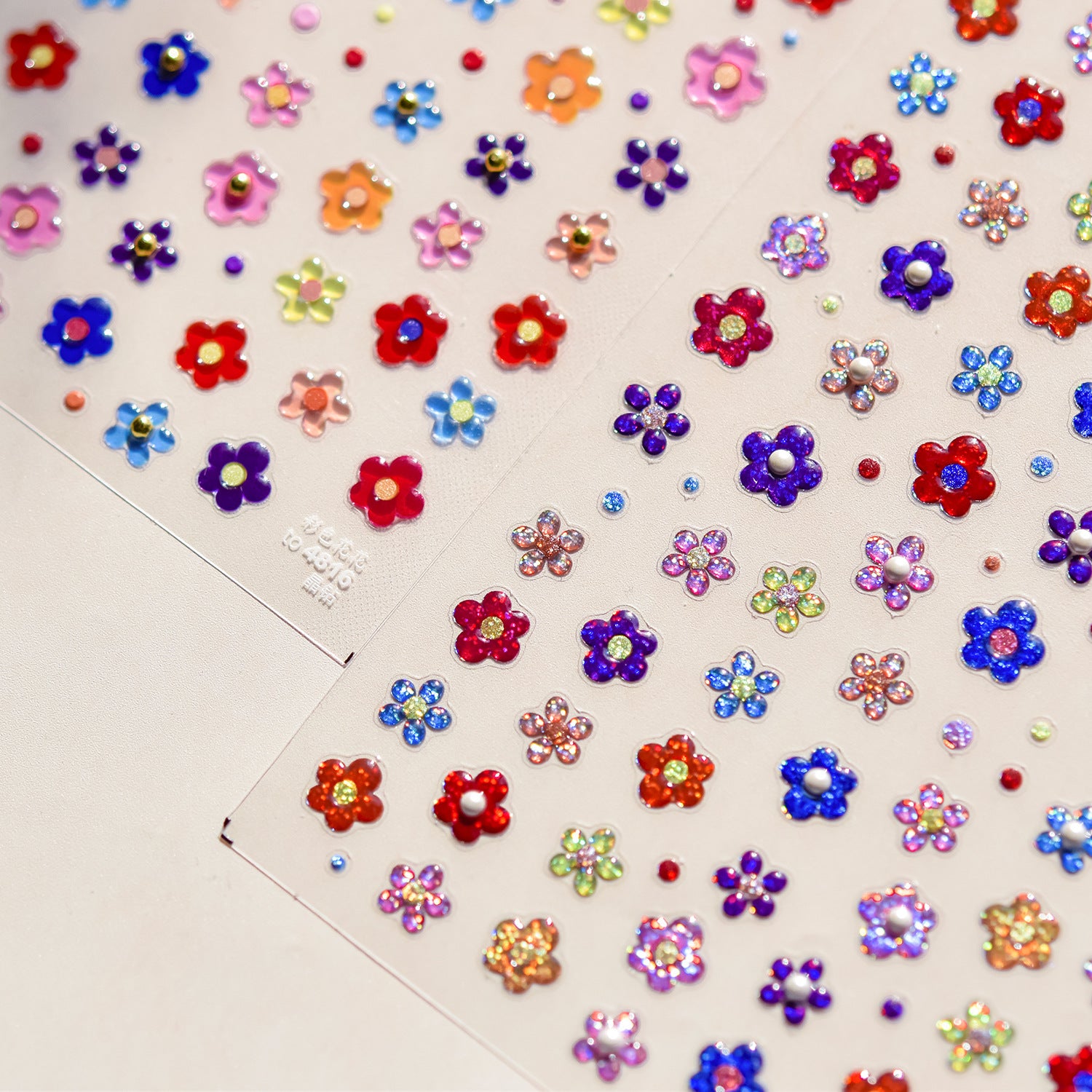 彩虹花卉：「多色雛菊」 – 3D 浮雕甲貼