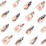 Leopard print short almond French white flower press-on nails