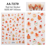 Original Christmas Nail Art Sticker 5D Embossed Three-dimensional Happy Christmas Elements DIY Nail Sticker Ornament AA