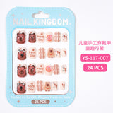 Children's Nail Art Nail Sticker Girl Cartoon 24 Nail Art Sticker Cute Removable press on nails With Drill