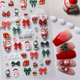 Original Christmas snowman manicure sticker 5D relief three-dimensional colored Christmas tree DIY nail sticker jewelry HG model