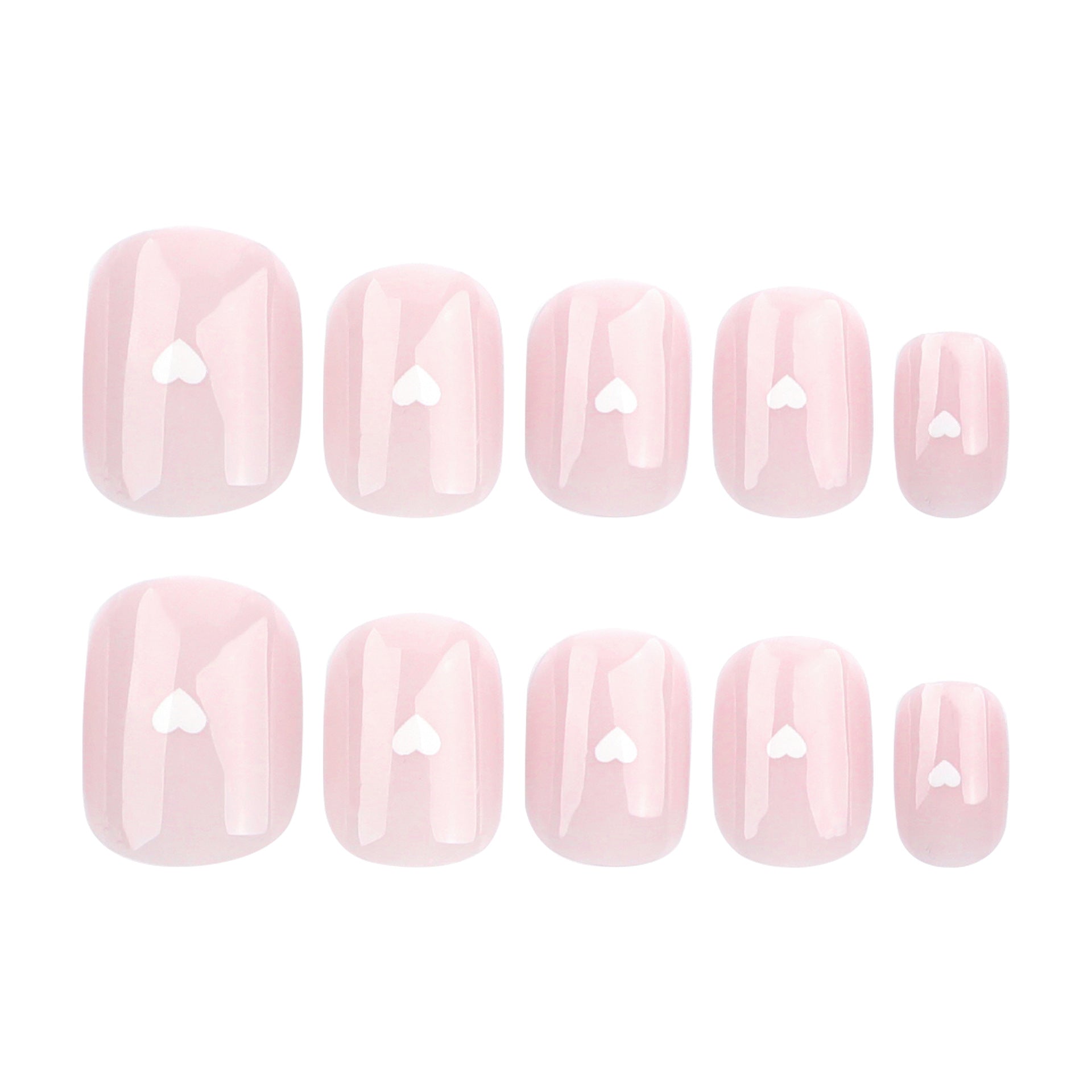 裸色美甲假甲 白色小愛心可穿戴迷你甲片 簡約款｜365nails
