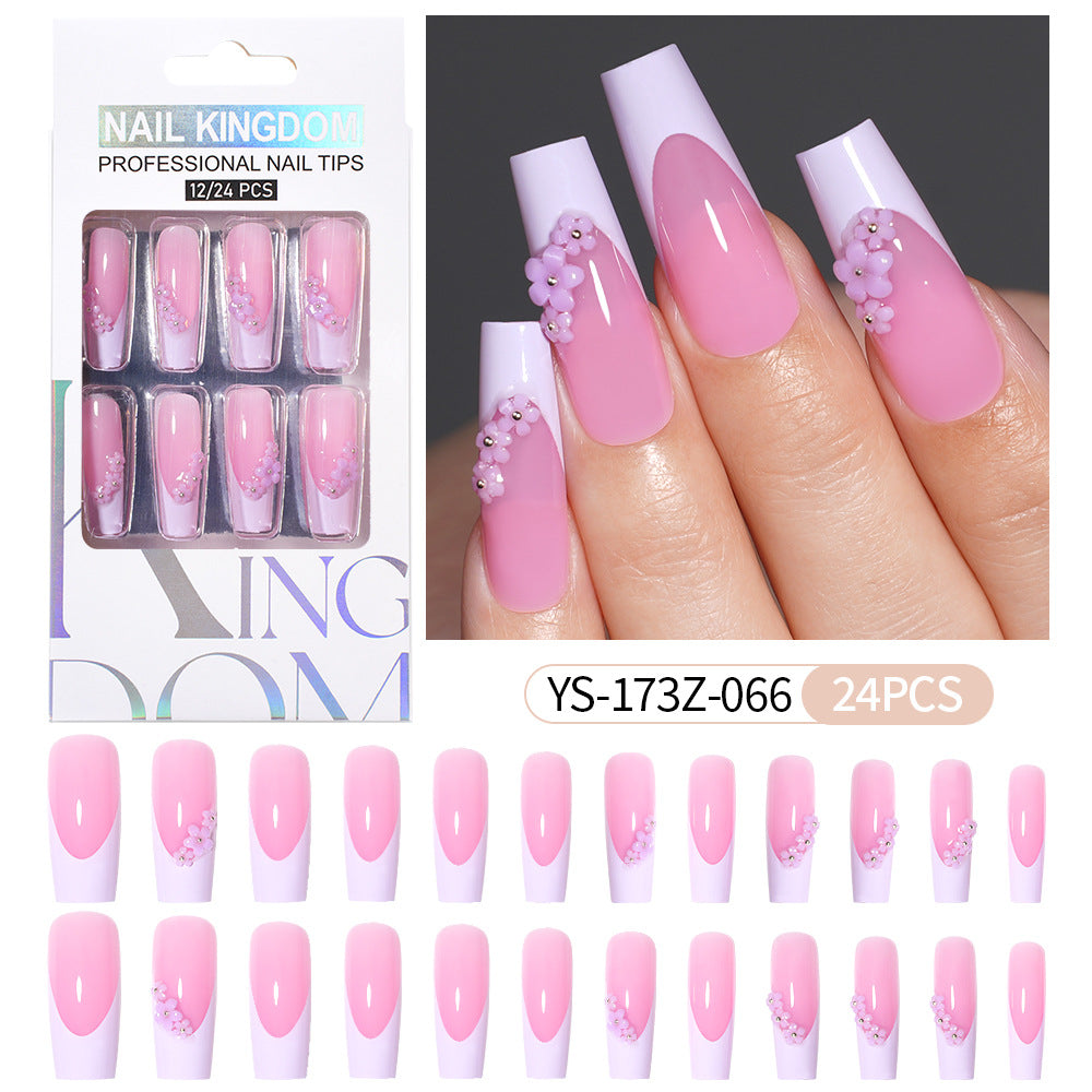 Press on nails fake nail patch extension nail Spice Girl medium rectangle removable 24 pieces with drill manicure