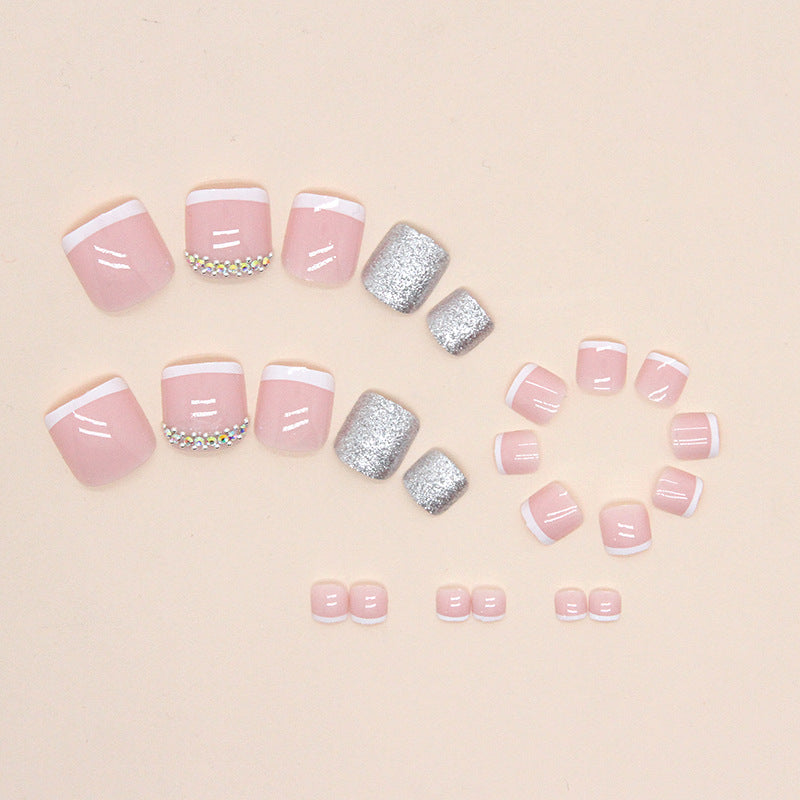Sencillos destellos franceses llenos de montones de uñas, taladro, almohadillas para uñas de los pies a presión, nuevos productos de verano, almohadillas brillantes para uñas a presión al por mayor | 365nails