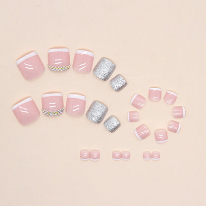 Sencillos destellos franceses llenos de montones de uñas, taladro, almohadillas para uñas de los pies a presión, nuevos productos de verano, almohadillas brillantes para uñas a presión al por mayor | 365nails