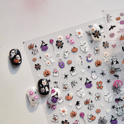 Spooky Halloween: "Pink Cat Halloween" – 3D Embossed Nail Sticker