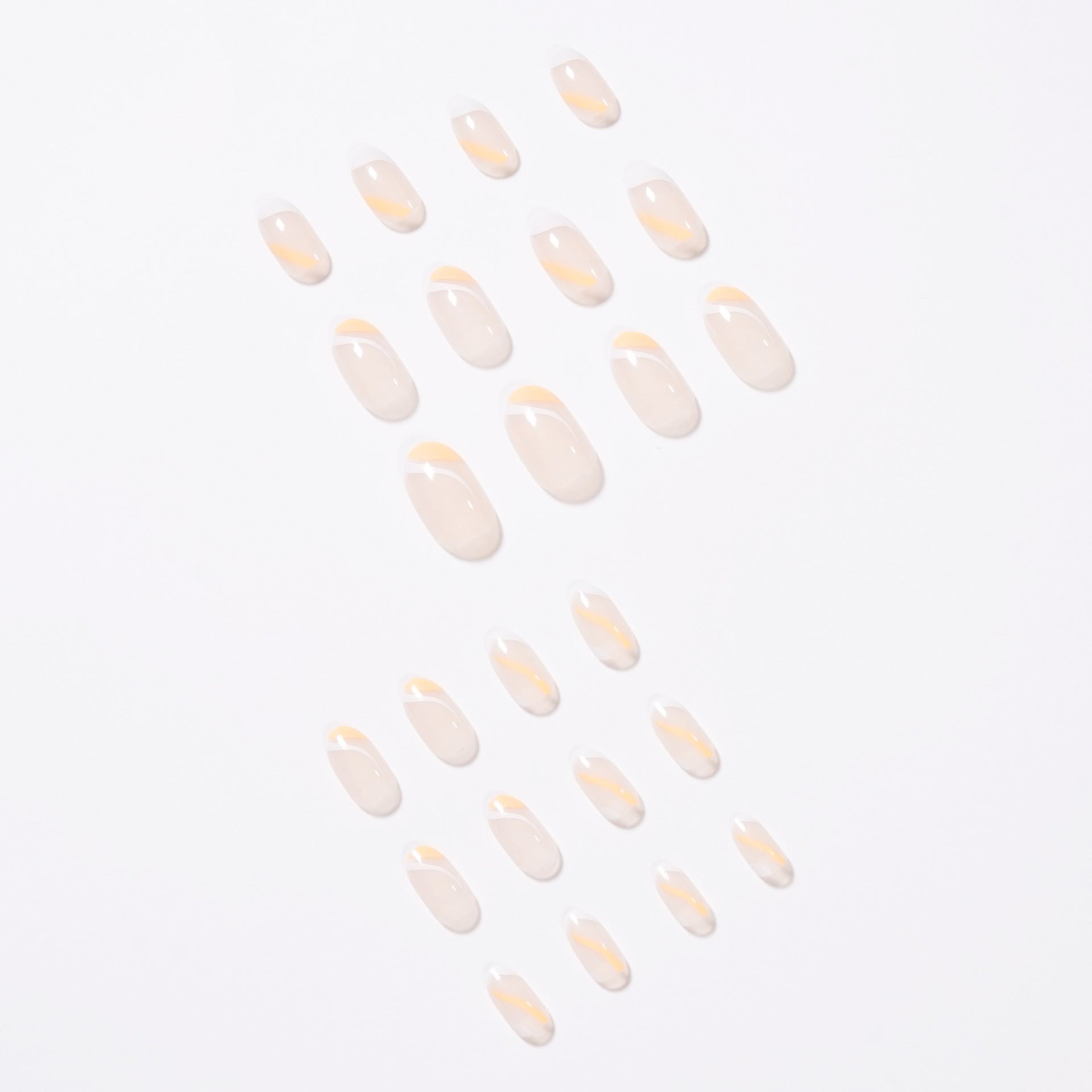 法式白橙配色成品穿戴甲（甲片）｜365nails