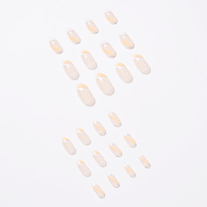 French False nail white orange color scheme press-on nails Art Finished Fake Nail Nail Patch Nail Patch Nail Patch Nail Patch｜365nails