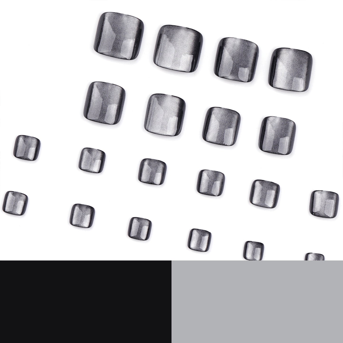 Foot manicure  black solid color cat eye foot nail  explosion  press on nails｜365nails
