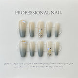 handmade press on nails Psychedelic Empress Dowager Silver White Silver Flash Spice Girl Nail Art  Long Tip Nail Type | 365nails