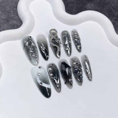 Spice Girls Metal Heavy Industry Long Handmade Press-on Nails Wholesale｜365nails