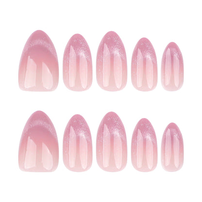 Explosive French pink and purple cat eye , simple short almond nail , repeatable  nail art｜365nails