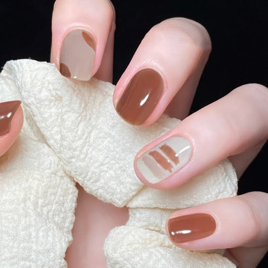 Hazelnut graffiti fake nail nail patch nail patch press-on nails art finished product removable nail piece factory sales｜365nails