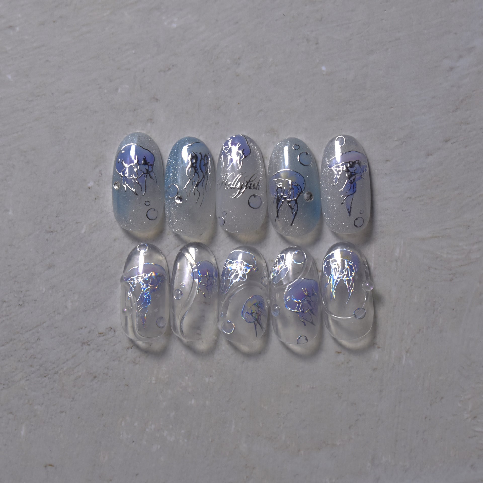 365nails: "méduse argentée holographique océan" – Autocollants pour ongles