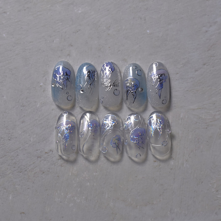 365nails: "holographic silver jellyfish ocean" – Nail Art Stickers
