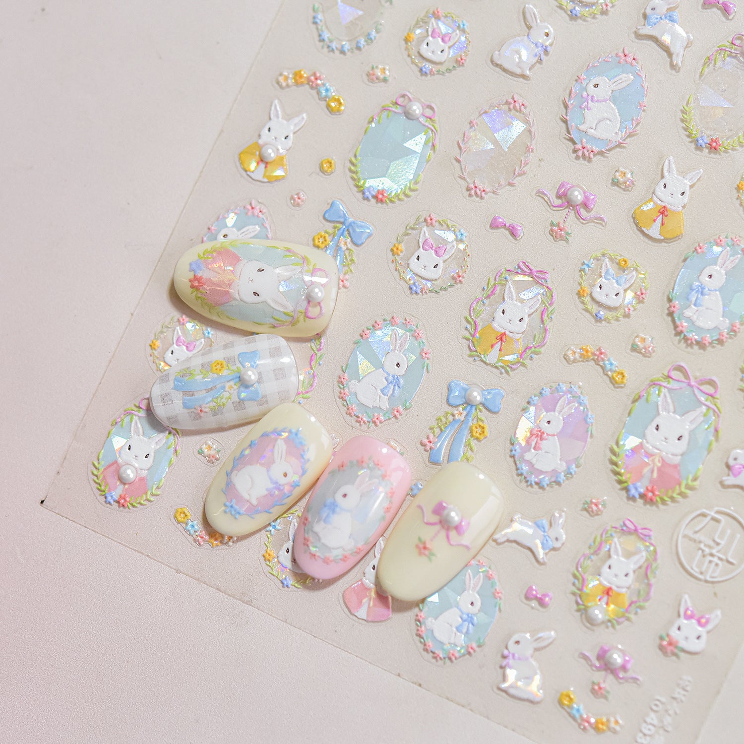 Crystal Bunny Collection: "Sweet Bunny" – 3D Iridescent Nail Sticker