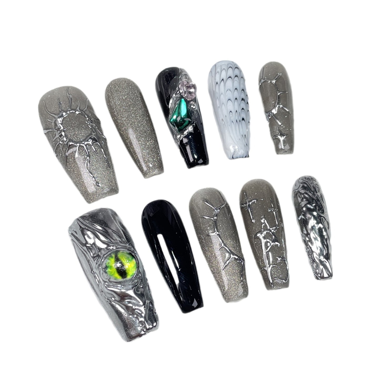 Handmade Press-on Nails Cold Yabi Cyberpunk Future Technology Sense  Spice Girls Fake Nails｜365nails
