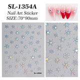 Winter Laser Snowflake Nail Art Sticker 5D Embossed Three-dimensional Hot Silver Snowflake DIY Nail Sticker Jewelry SL