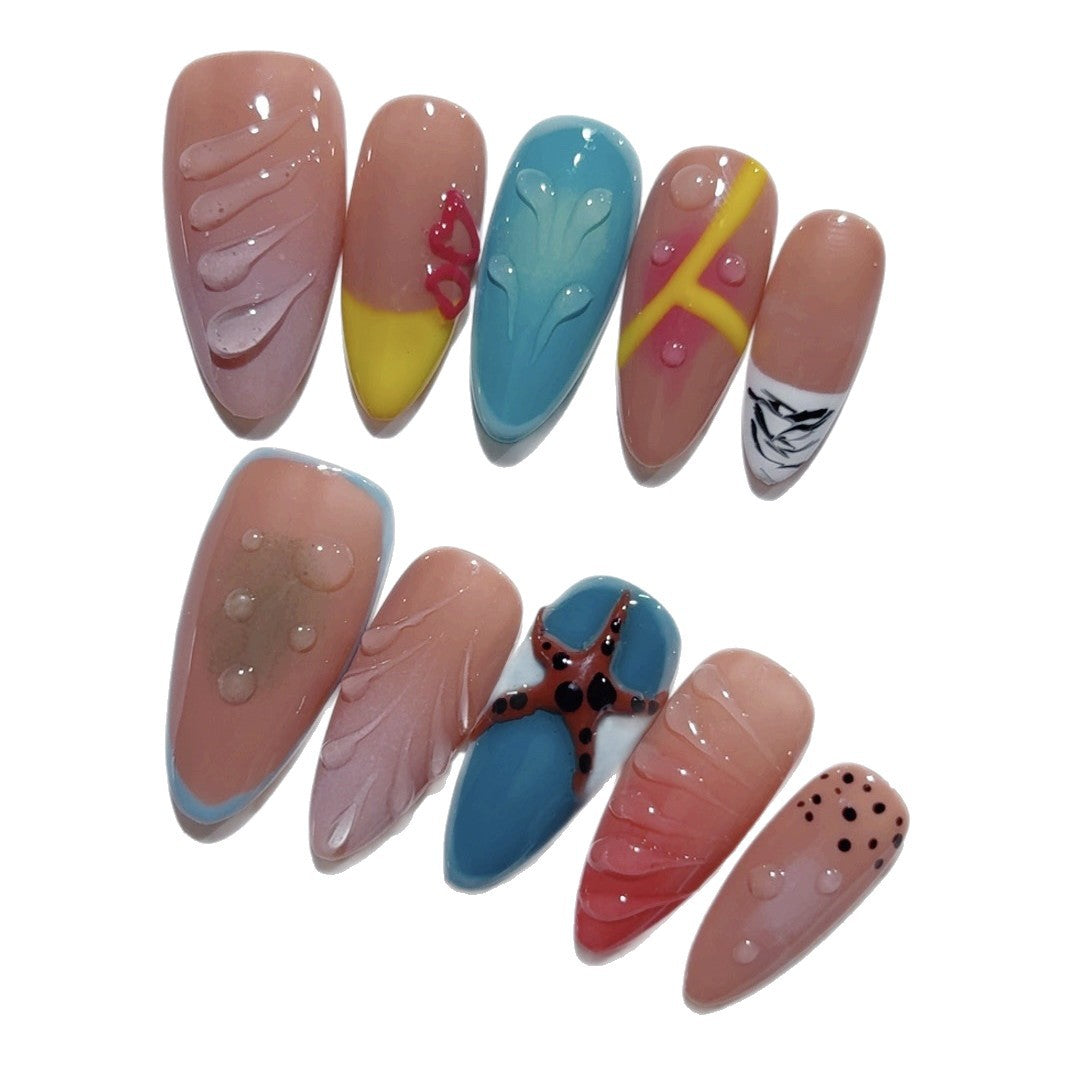 Beach Vacation Series: "Tropical Flip Flop" – Almond Handmade Press-on Nails