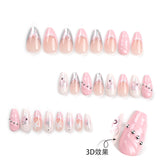 Almohadillas para uñas postizas francesas 3D rosas, parches de manicura desmontables, 24 unidades, venta al por mayor | 365nails