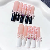 Black French Bow Elegant Extra Long Press On Nails