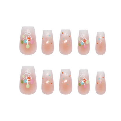 Nail Tips  prefabricated nail colorful candy balloon polka dots streamer gradual change sweet girl detachable press on nails 30 pieces｜365nails