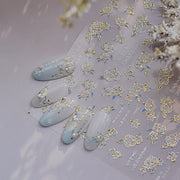Blue & Gold Camellia Embossed: "Elegant Winter Camellia" – 5D Embossed Nail Sticker