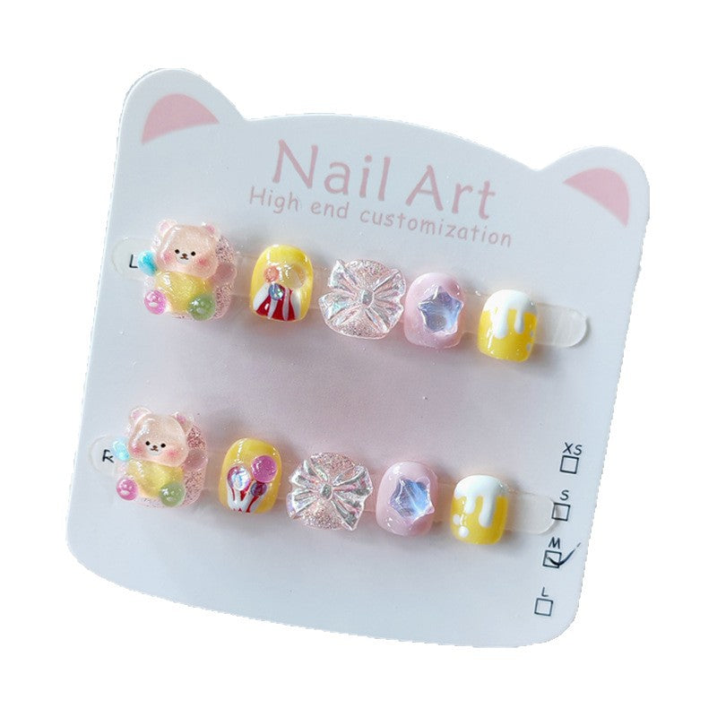 365nails: "pastel gummy bear" – short round handmade kids press-on nails