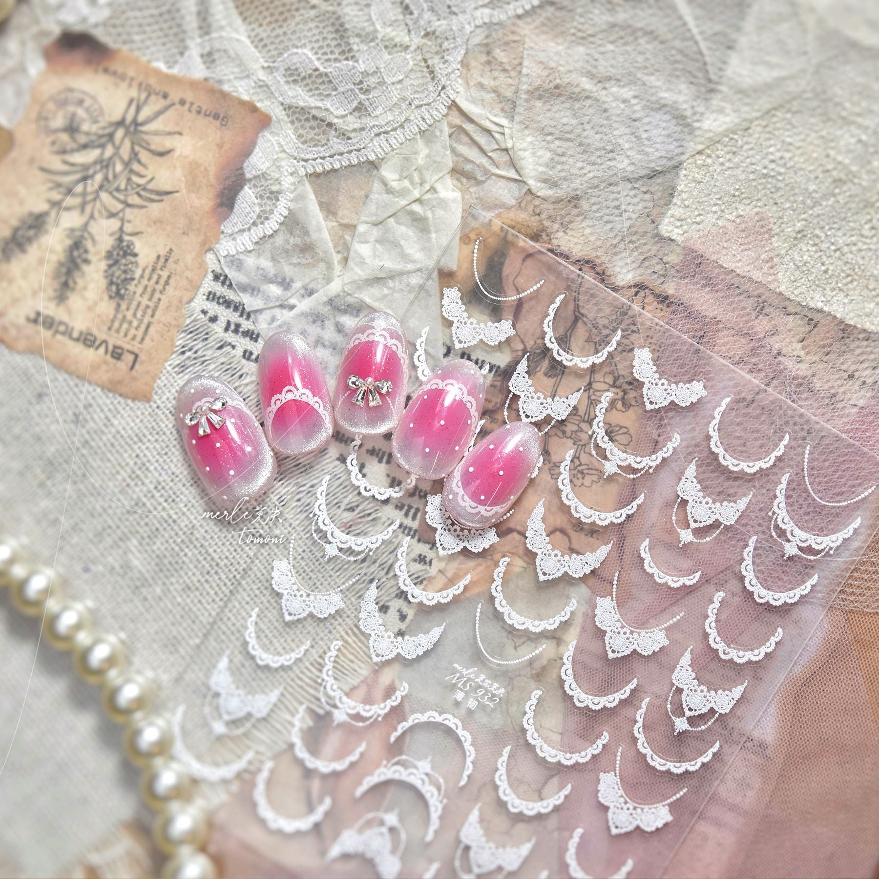 Black Lace Emboss – Vintage Gothic Nail Art Stickers