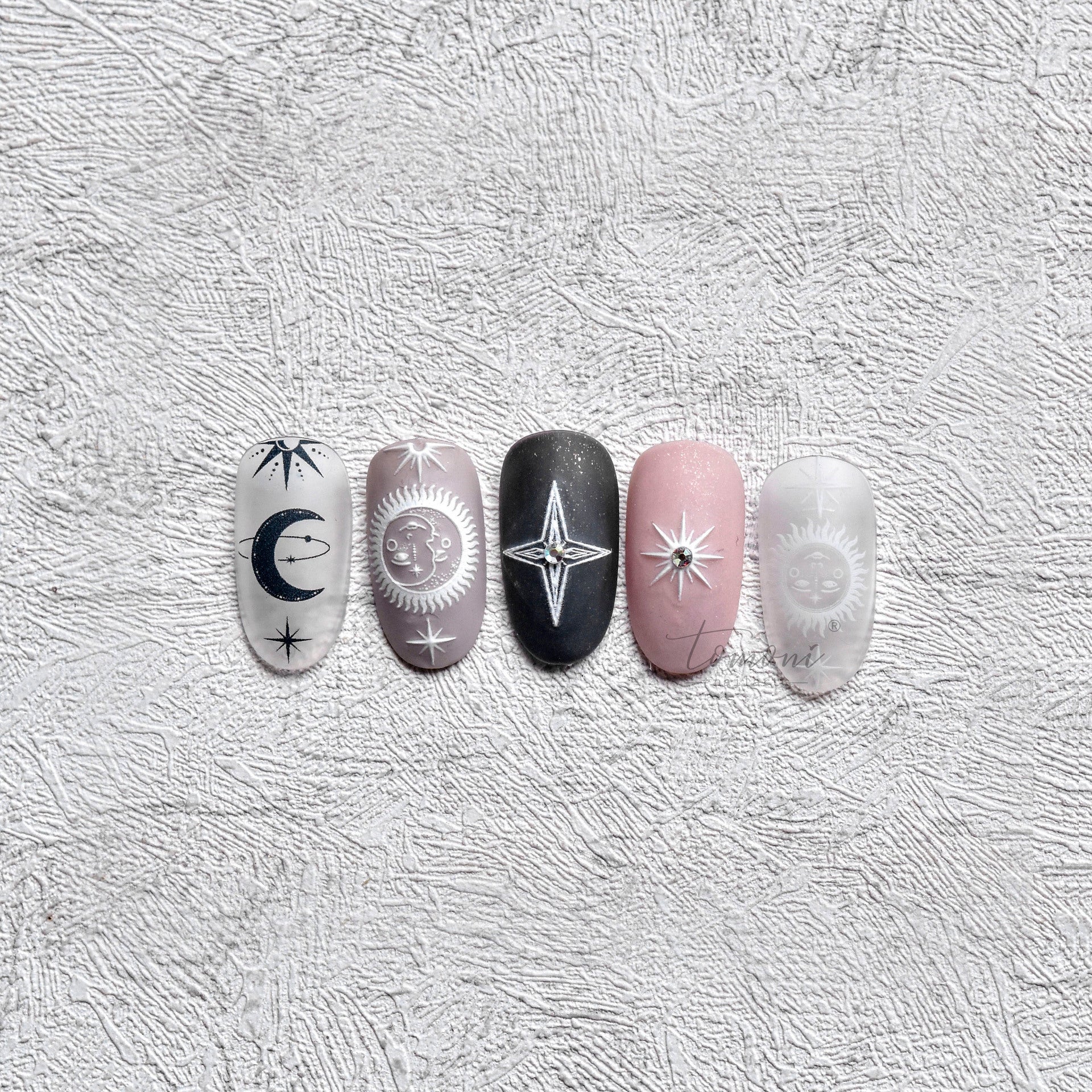 365nails: 天體太陽月亮星星浮雕套組 – 美甲貼紙