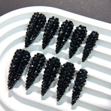 Black Full Crystal Y2K Statement Press On Nails