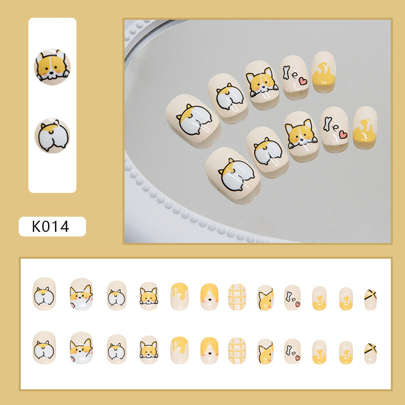 Filhote de Corgi fofo removível Love unhas infantis ｜ 365nails