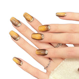 Caramel Brown Gradient Crystal Press On Nails