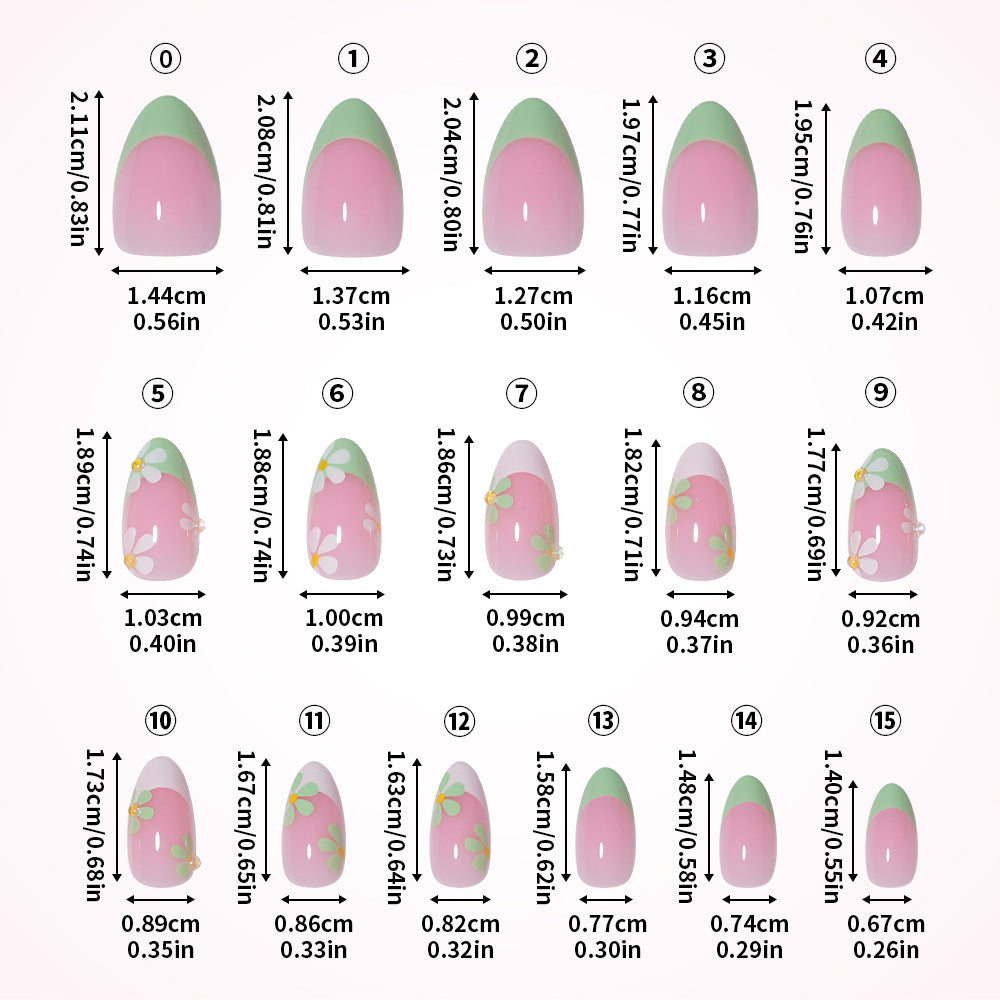 "Spring Daisy French" - Floral 32Pcs Press-On Nails Set
