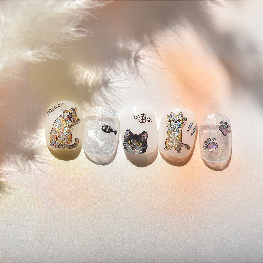365nails: "Holographic Grey Cat" – nail art stickers