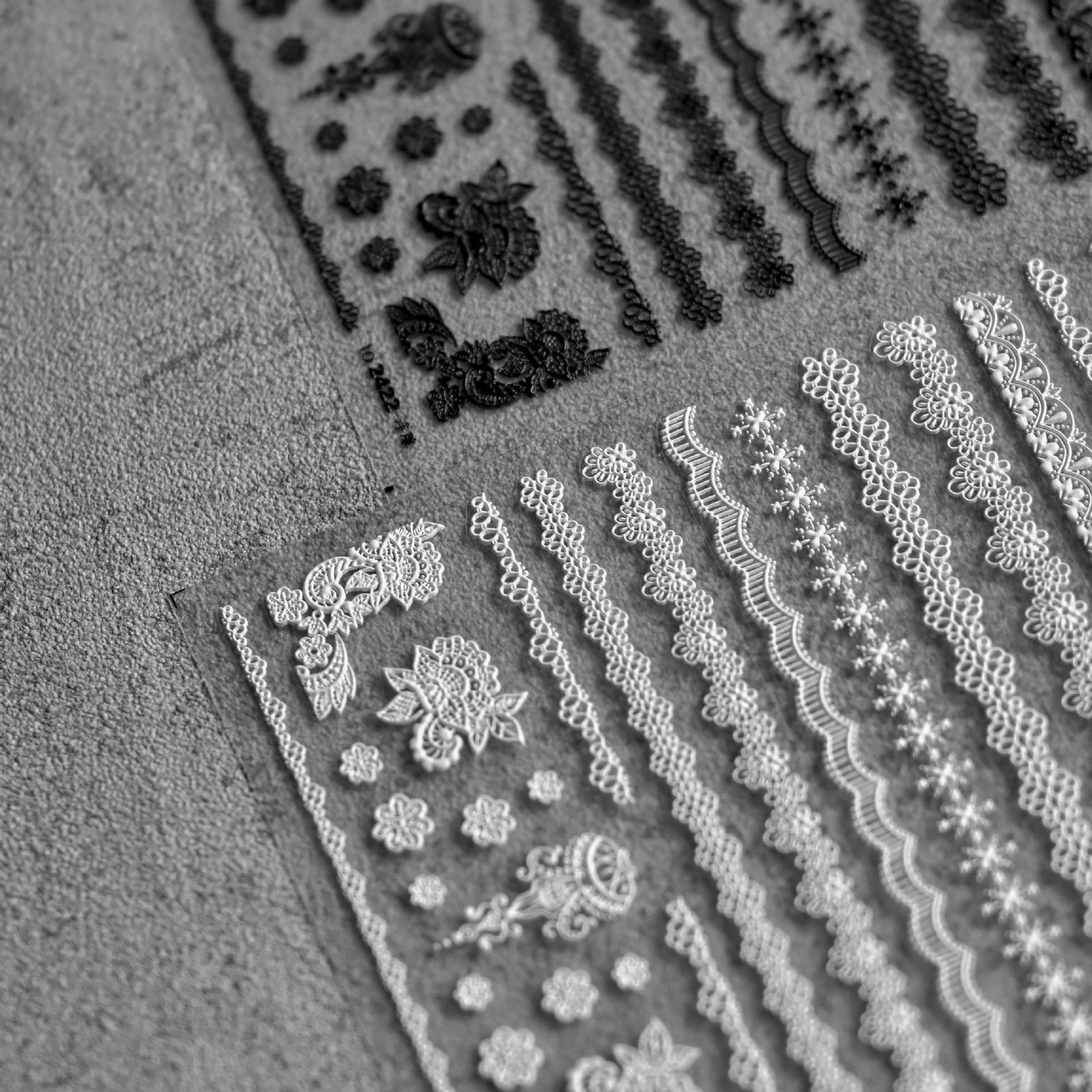 Vintage Lace Embossed Nail Sticker Set – "Bridal Vintage Lace"