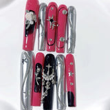 Red Silver Metallic Cross Statement Press On Nails