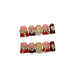 Red Gold Cross Baroque French Press On Nails