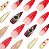 Otoño e invierno, Europa y Estados Unidos usan uñas postizas de manicura cruzada Croxin, uñas postizas francesas rojas con cambio gradual, uñas flash al por mayor｜365nails