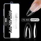 Nail Tips Full number of special nail pads for nail salons, transparent and seamless 150 pcs, boxed press on nails pads, almond trapezoidal fake nails.