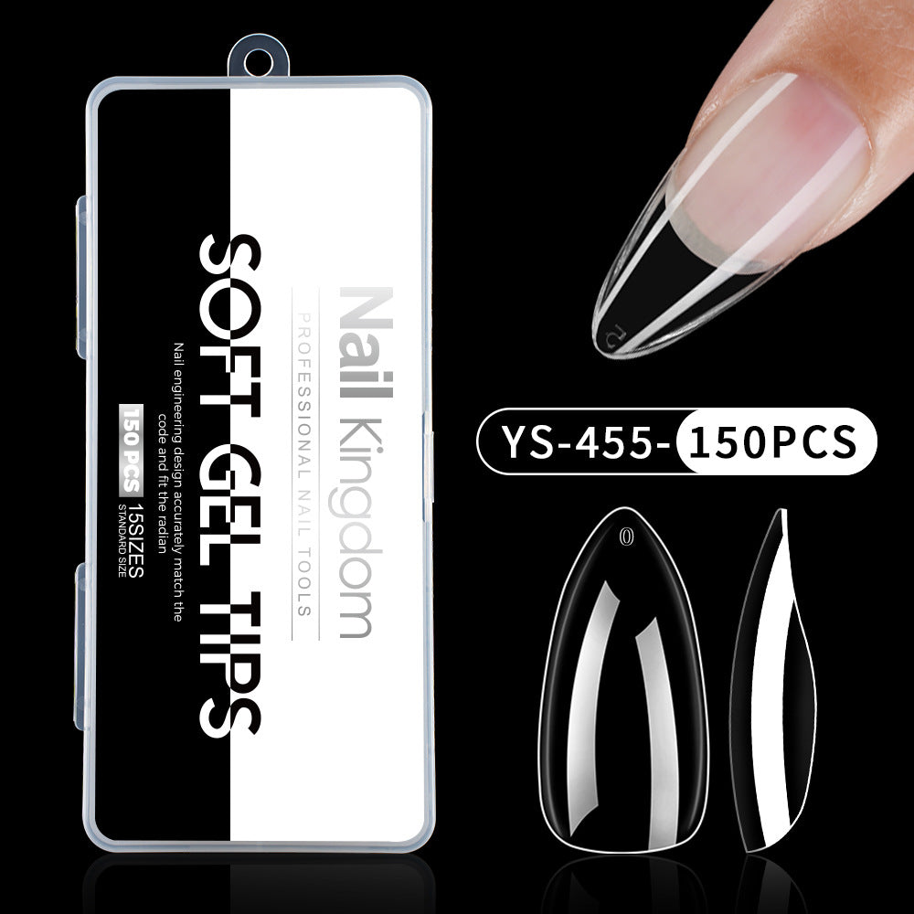 Nail Tips Full number of special nail pads for nail salons, transparent and seamless 150 pcs, boxed press on nails pads, almond trapezoidal fake nails.