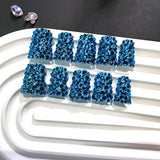 Deep Blue Crystal Nails with Full Sparkle Finish